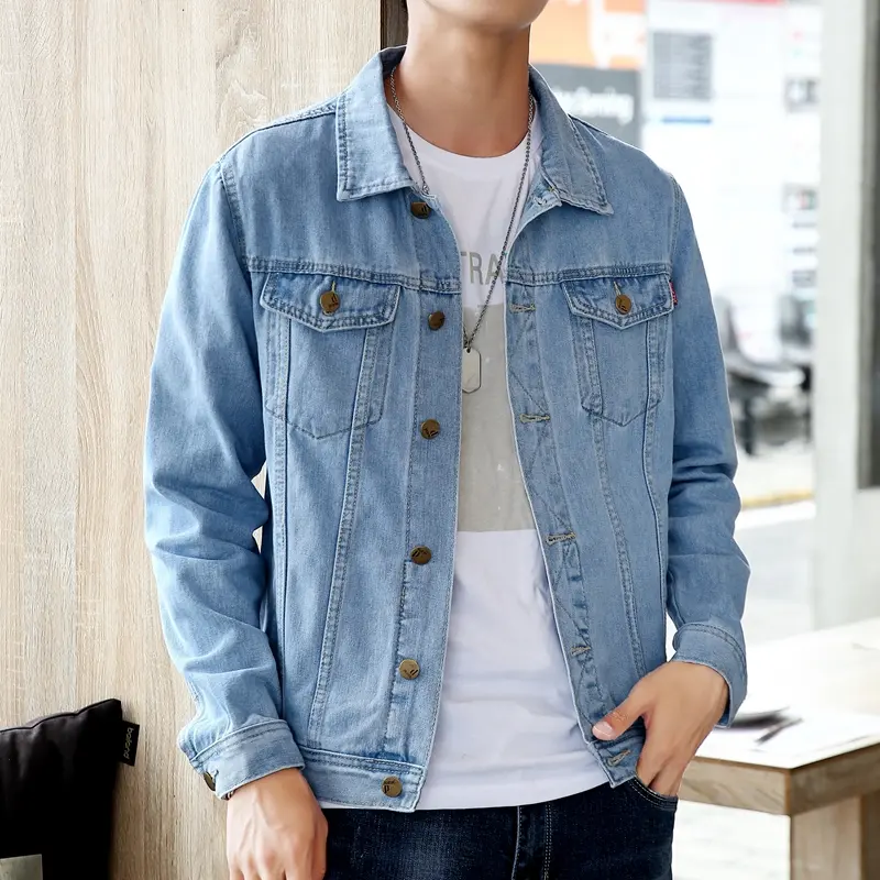 Men Blue Classic Denim Jackets Solid Jean Coats High Quality Male Cotton Denim Coats New Spring Outwear Casual Cowboy Jackets 5X
