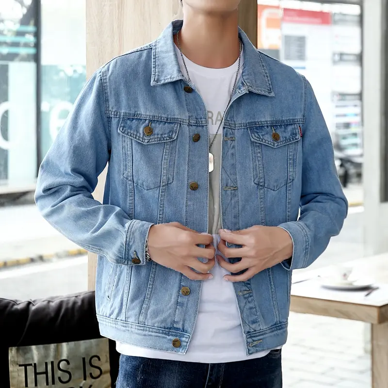 Men Blue Classic Denim Jackets Solid Jean Coats High Quality Male Cotton Denim Coats New Spring Outwear Casual Cowboy Jackets 5X