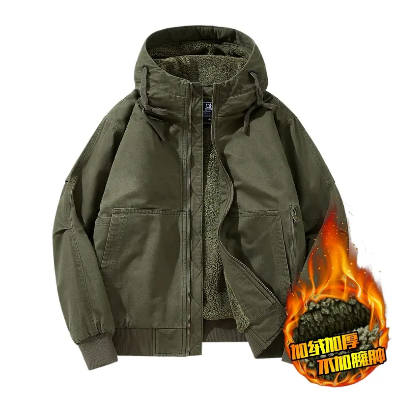 New Fashion Men Hooded Fleece Winter Dowm Jackets Warm Parkas Man Large Pockets Casual Cargo Jackets Male Loose Bomber Jackets 5