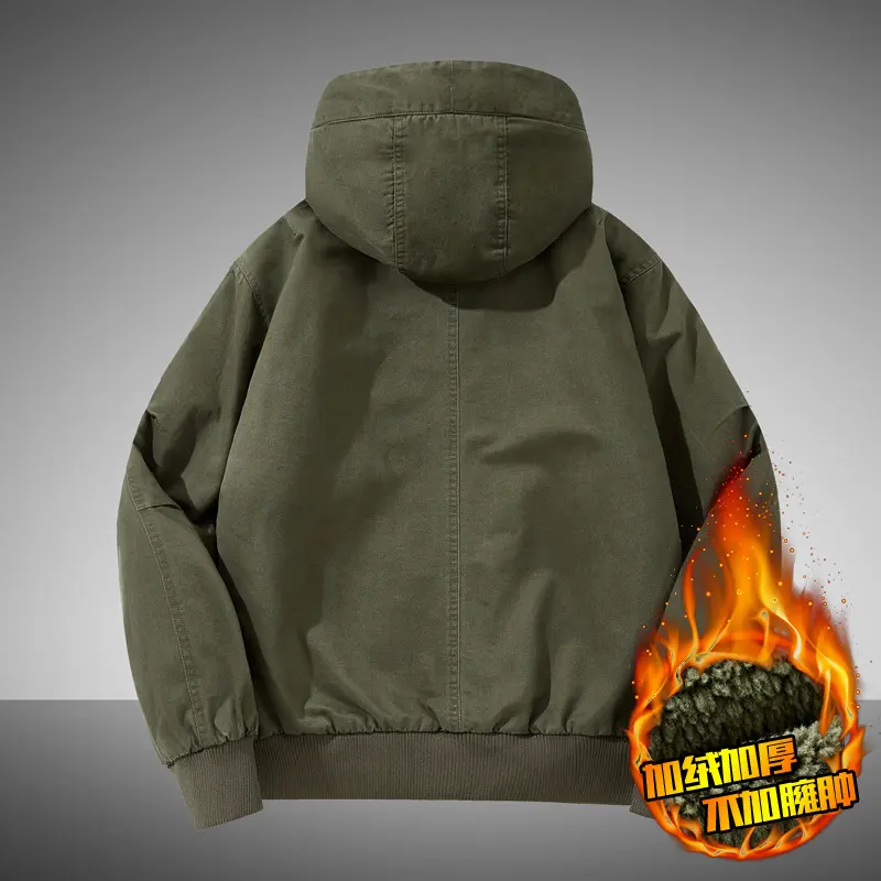 New Fashion Men Hooded Fleece Winter Dowm Jackets Warm Parkas Man Large Pockets Casual Cargo Jackets Male Loose Bomber Jackets 5