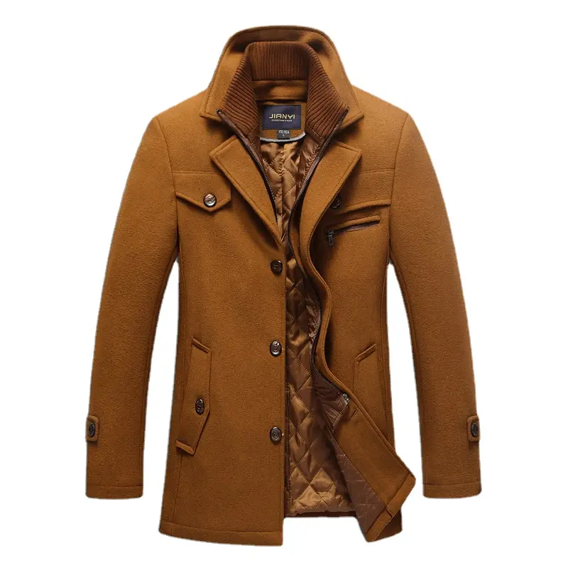 Men Cashmere Trench Coats Winter Jackets Overcoats Wool Blends High Quality New Winter Coats Male Business Casual Trench Coats 5
