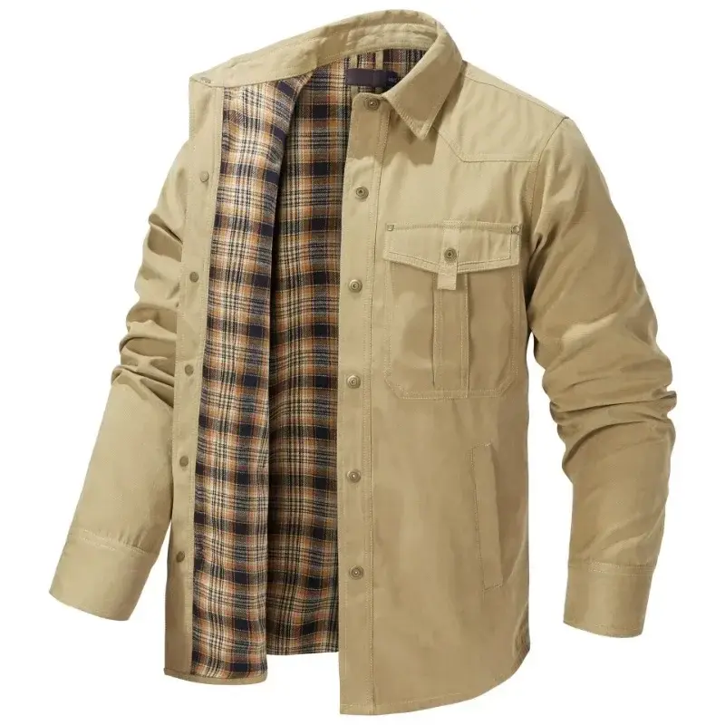 New Autumn Men Casual Coats Flannel Plaid Jackets Fashion Man Europe Retro Style Loose Jackets High Quality Men's Clothing XXL