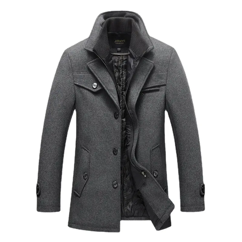 Men Cashmere Trench Coats Winter Jackets Overcoats Wool Blends High Quality New Winter Coats Male Business Casual Trench Coats 5