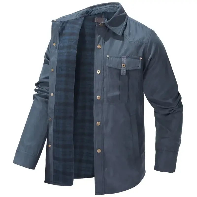 New Autumn Men Casual Coats Flannel Plaid Jackets Fashion Man Europe Retro Style Loose Jackets High Quality Men's Clothing XXL