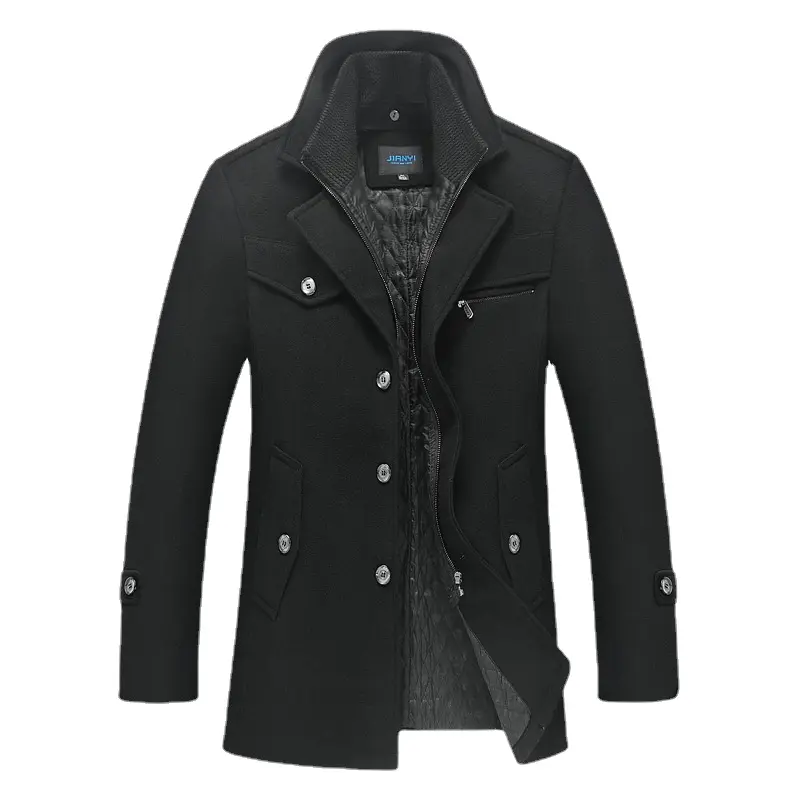 Men Cashmere Trench Coats Winter Jackets Overcoats Wool Blends High Quality New Winter Coats Male Business Casual Trench Coats 5