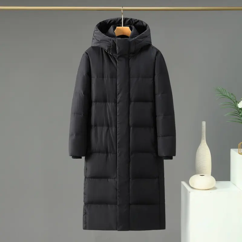 New Winter Men Hooded Long Duck Down Coats Puffer Jackets High Quality Male Over The Knee Winter Jackets Thicker Warm Coats 3XL