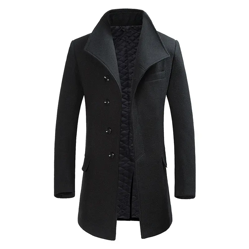 Men British Style Business Casual Woolen Coats New Winter Thicker Warm Cashmere Trench Coats Long Jackets Quality Overcoats 4XL