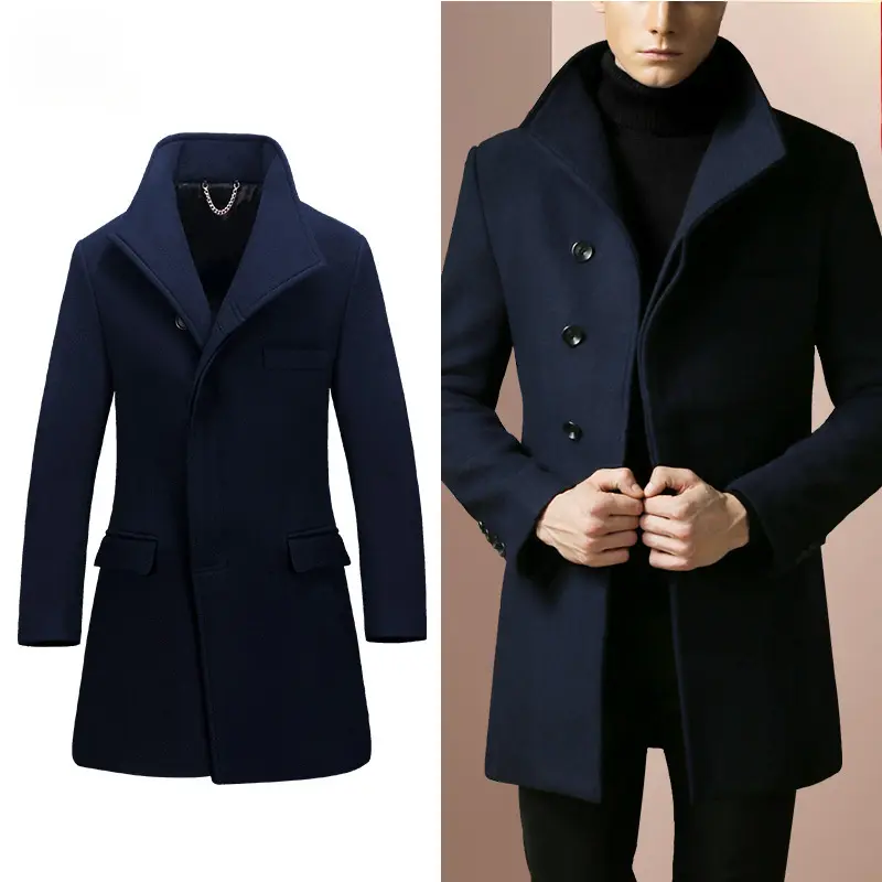 Men British Style Business Casual Woolen Coats New Winter Thicker Warm Cashmere Trench Coats Long Jackets Quality Overcoats 4XL