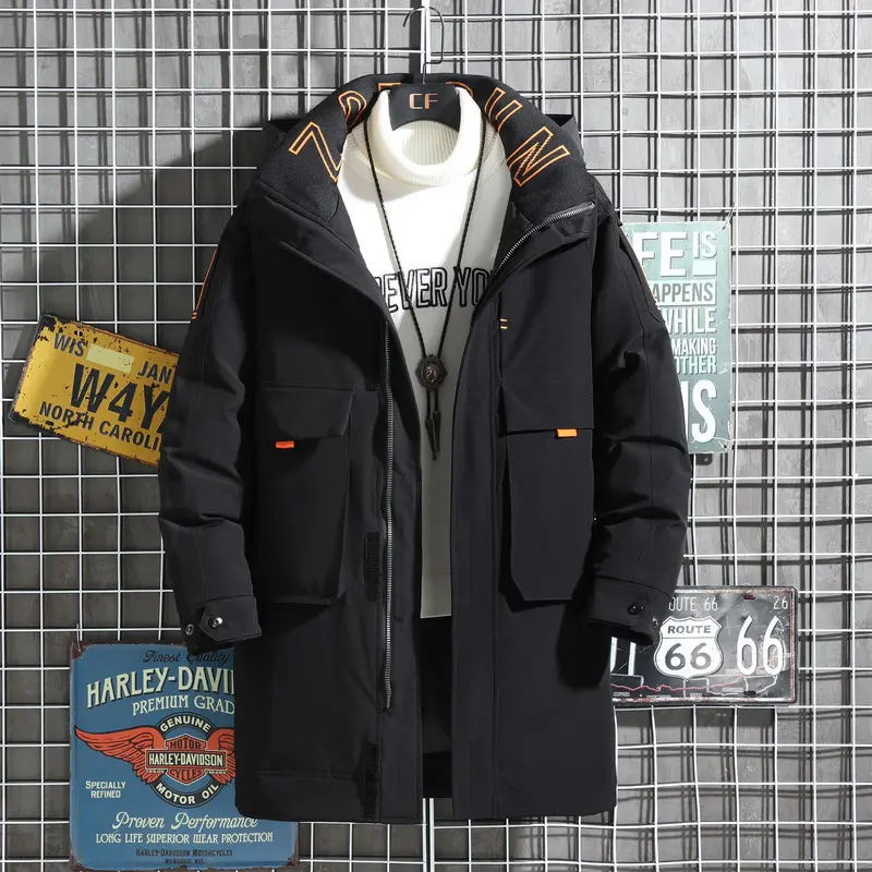 Men Hooded Long Duck Down Coats New Fashion Male Winter Down Jackets High Quality Male Multiple Pockets Tooling Jackets Size 3XL