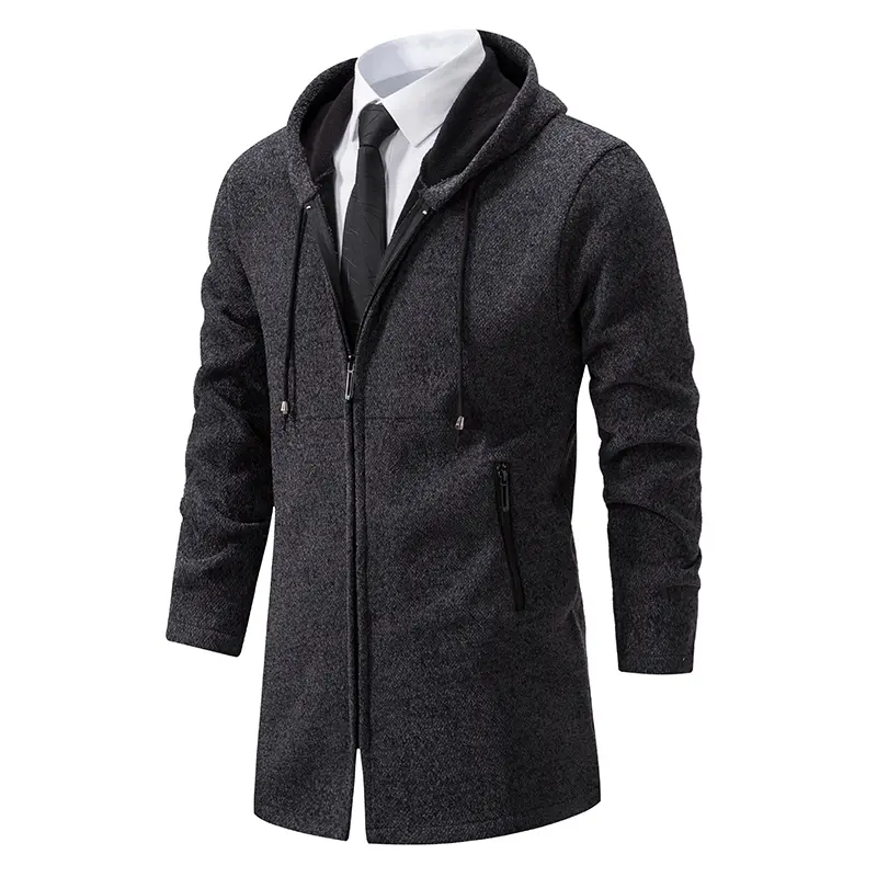 Men Long Sweatercoats Winter Hooded Cardigans Sweaters New Fashion Men Outwear Casual Sweaters Wool Liner Thicker Warm Sweaters