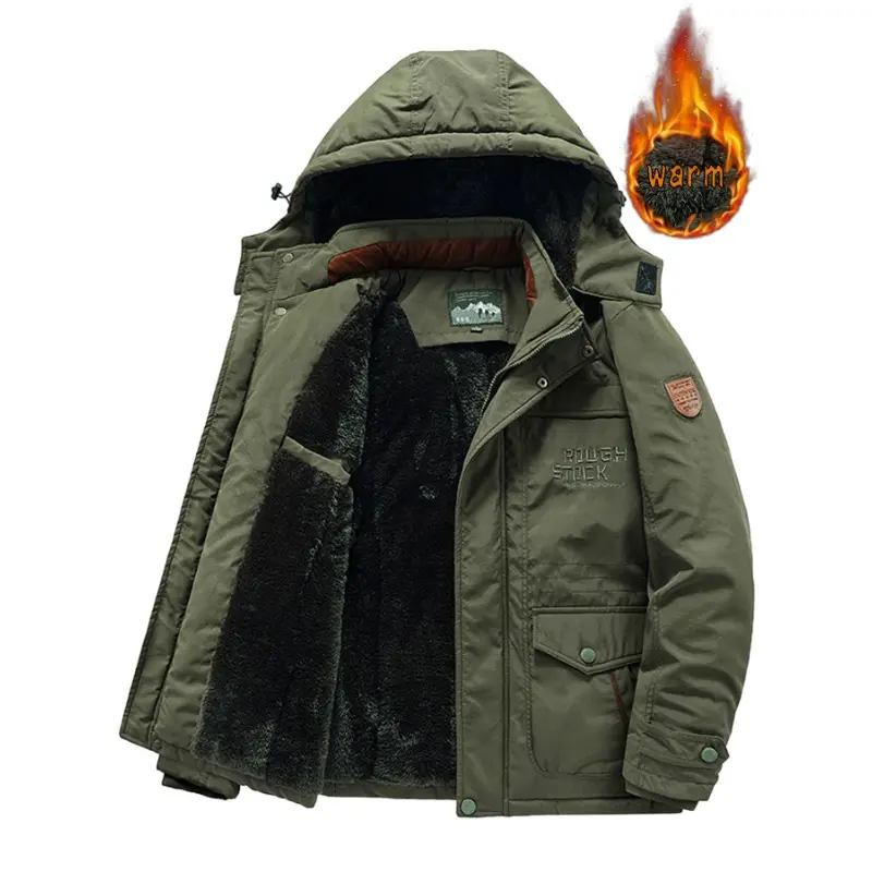 Men Winter Hooded Down Jackets Coats Fleece Warm Parkas Long Jackets Good Quality Male Outdoors Casual Winter Coats Size 6XL