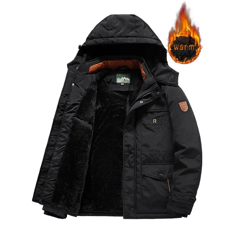 Men Winter Hooded Down Jackets Coats Fleece Warm Parkas Long Jackets Good Quality Male Outdoors Casual Winter Coats Size 6XL