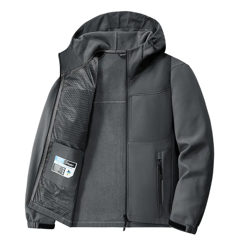 Men Outdoors Hooded Soft Shell Jackets New Winter Coral Velvet Warm Coats High Quality Men Windproof Waterproof Jackets Size 5XL