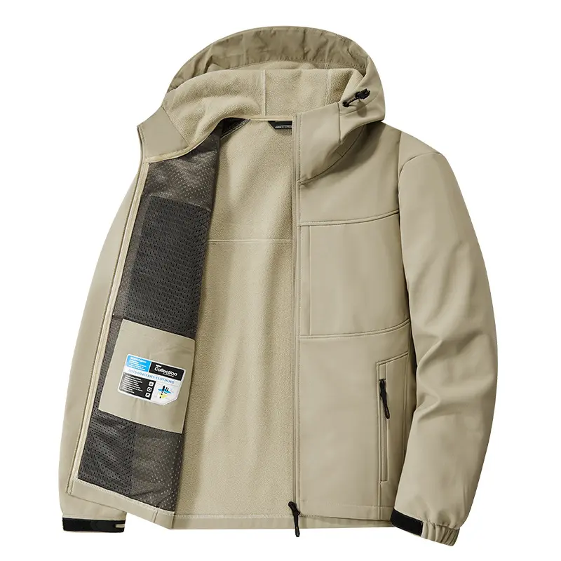 Men Outdoors Hooded Soft Shell Jackets New Winter Coral Velvet Warm Coats High Quality Men Windproof Waterproof Jackets Size 5XL