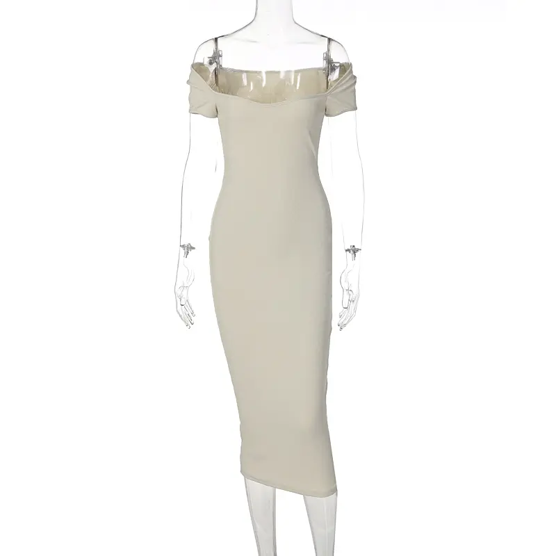 Hugcitar Ribbed Square Collar Short Sleeve Solid Sexy Bodycon Maxi Prom Dress Winter Women Y2K Clothes Evening Party Festival