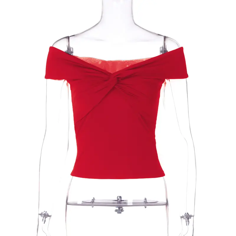 Hugcitar 2025 Slash Neck Solid Short Sleeve Ruched Sexy Slim Crop Top Summer Women Elegant Y2K Outfits Birthday Party Festival