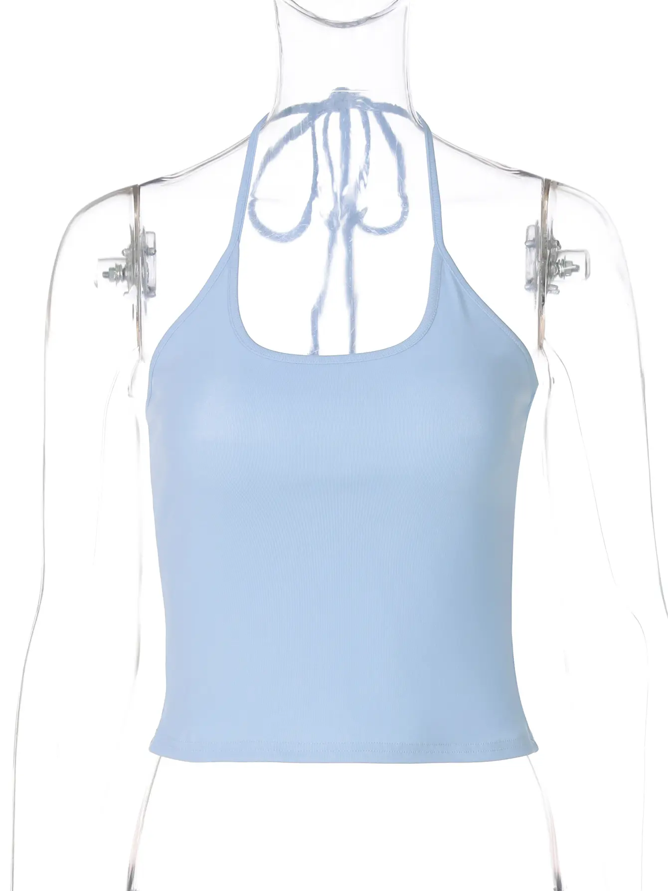 Hugcitar Women Casual Halter Backless Lace Up Sexy Bodycon Crop Camis Top Summer Cute Outfit Streetwear Party Festival Wholesale