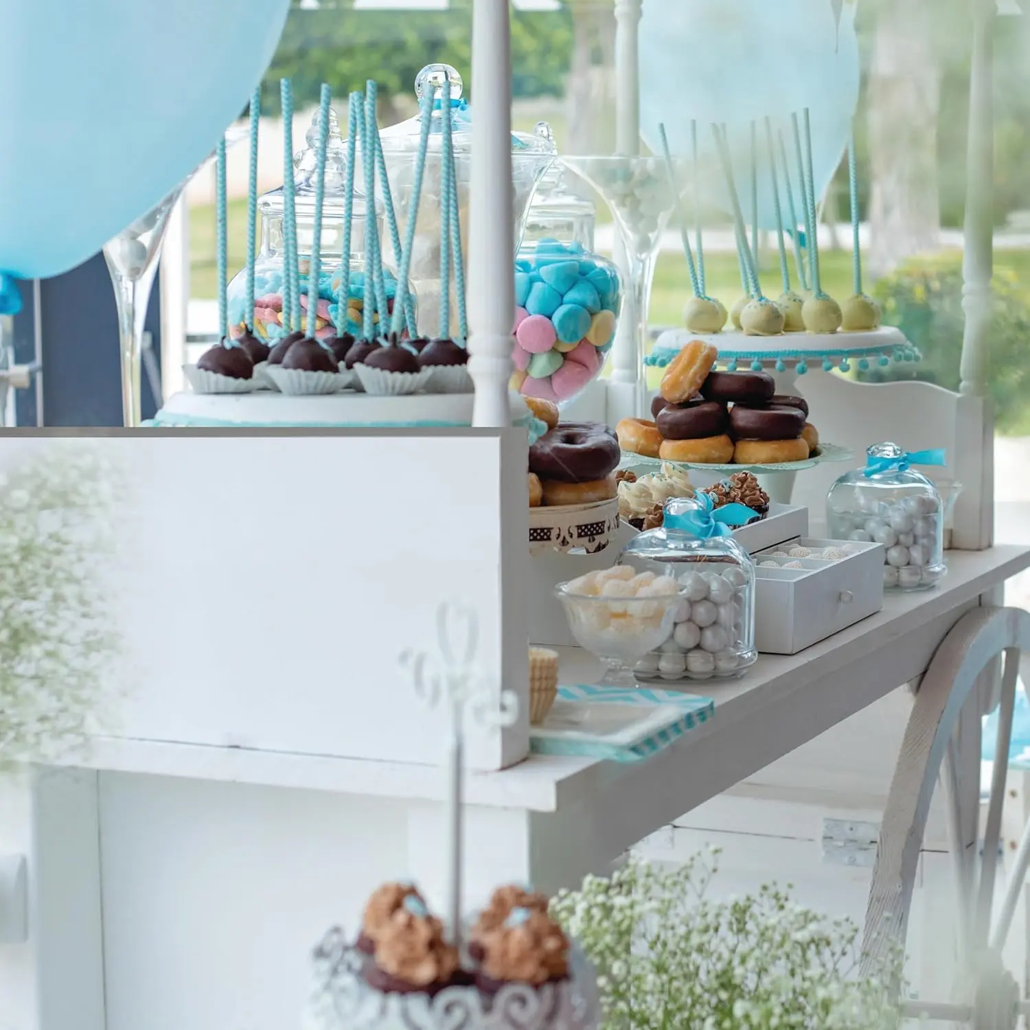 Vintage Candy Cart Display Stand with Wheels - Decorated Dessert Cart for Parties, Birthdays & Weddings - Easy to Assemble