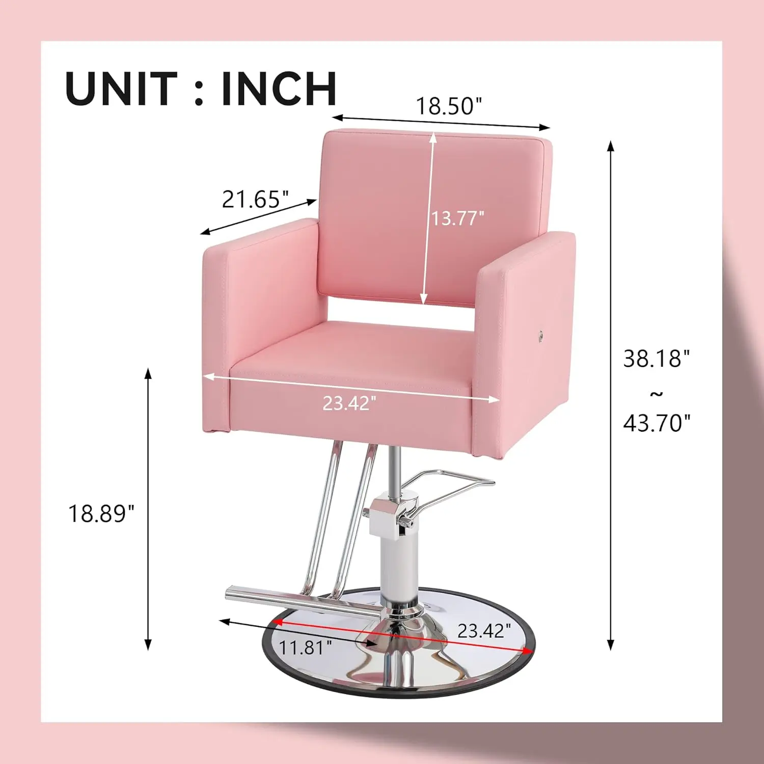 Barber Chair Salon Chair for Hair Stylist, Height Adjustable Hydraulic Hair Reclining Salon Chair, 360 Degrees Rotation