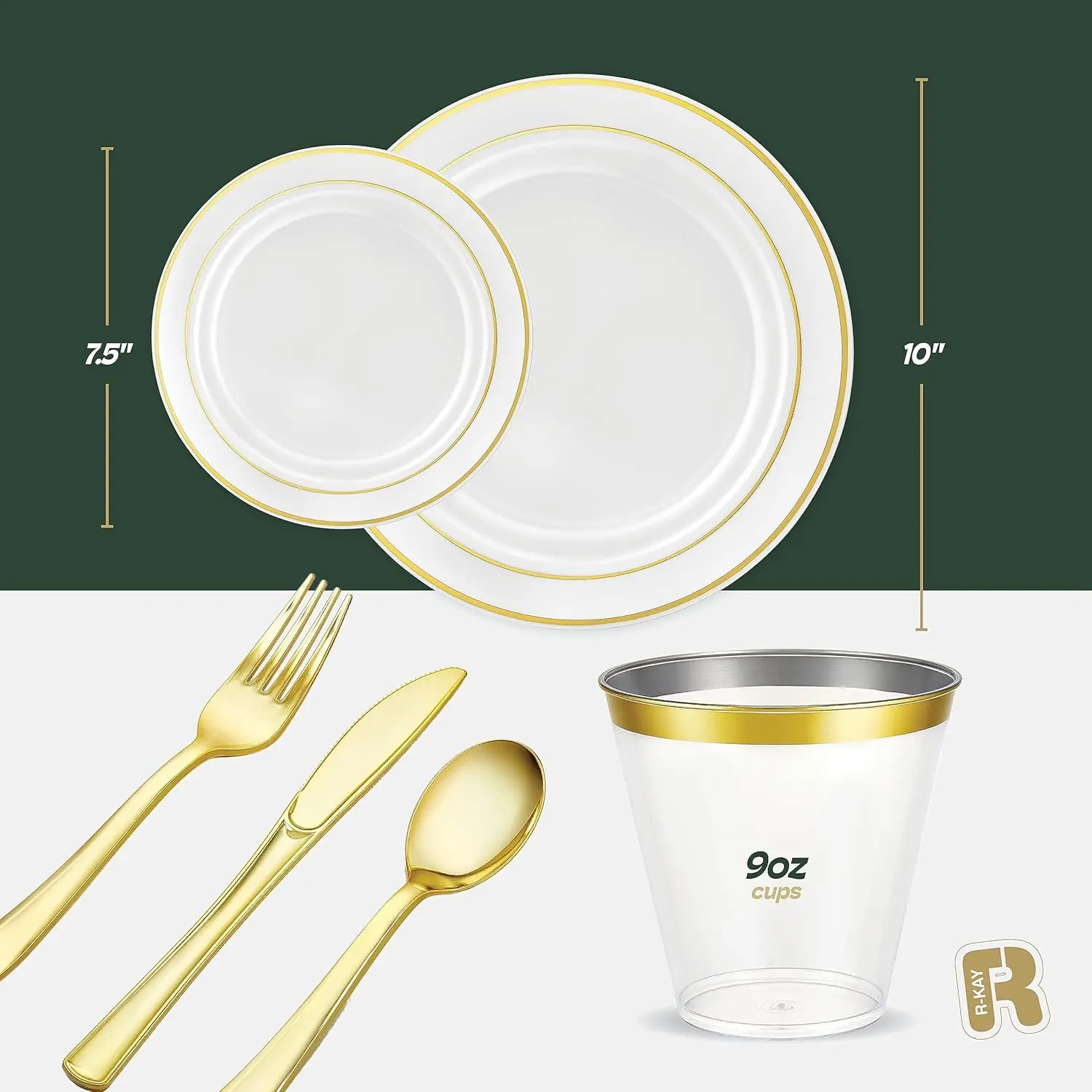 600pcs Plastic Dinnerware Set 100 Guest, Gold Plastic plates for party, Gold Party Plates Sets For 100 Guests