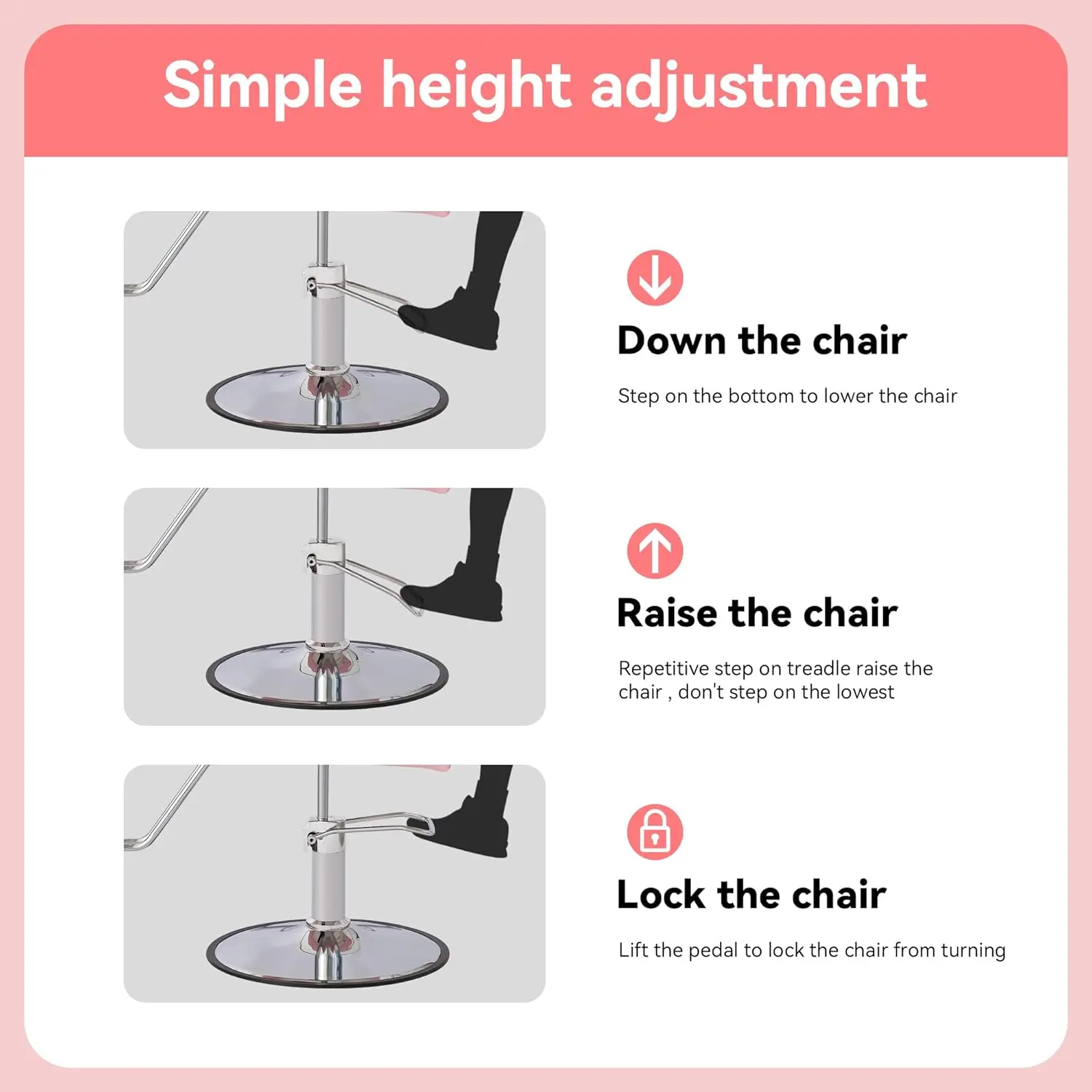 Barber Chair Salon Chair for Hair Stylist, Height Adjustable Hydraulic Hair Reclining Salon Chair, 360 Degrees Rotation