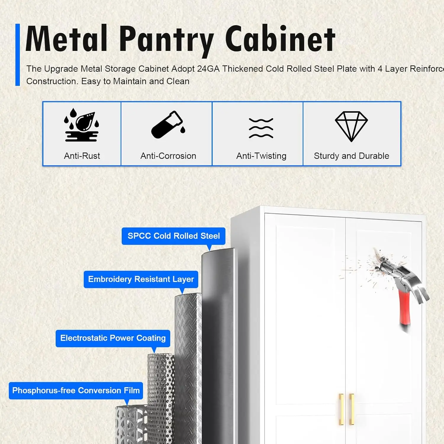 White Kitchen Pantry Cabinet, Pantry Storage Cabinet with Doors and Adjustable Shelves,71" Tall Freestanding Cupboard .