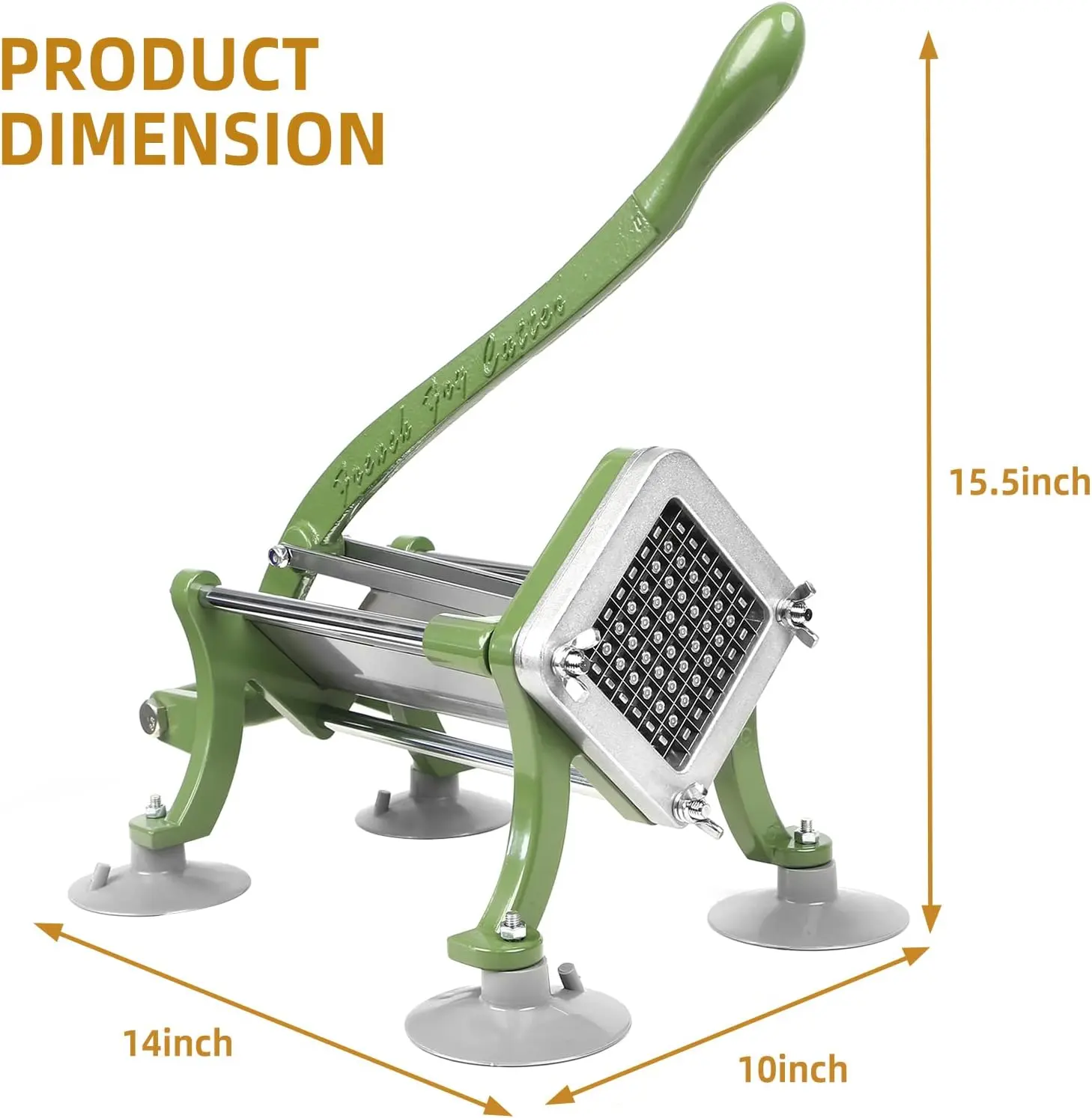 French Fry Cutter Commercial Potato Slicer with Suction Feet Complete Set, Includes 1/4", 3/8",1/2"