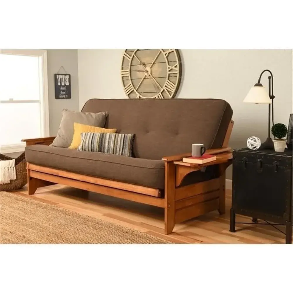 8" Full Size Spring Futon Mattress Replacement, Sleeper Sofa Bed Mattress, Linen Cocoa, Frame Not Included
