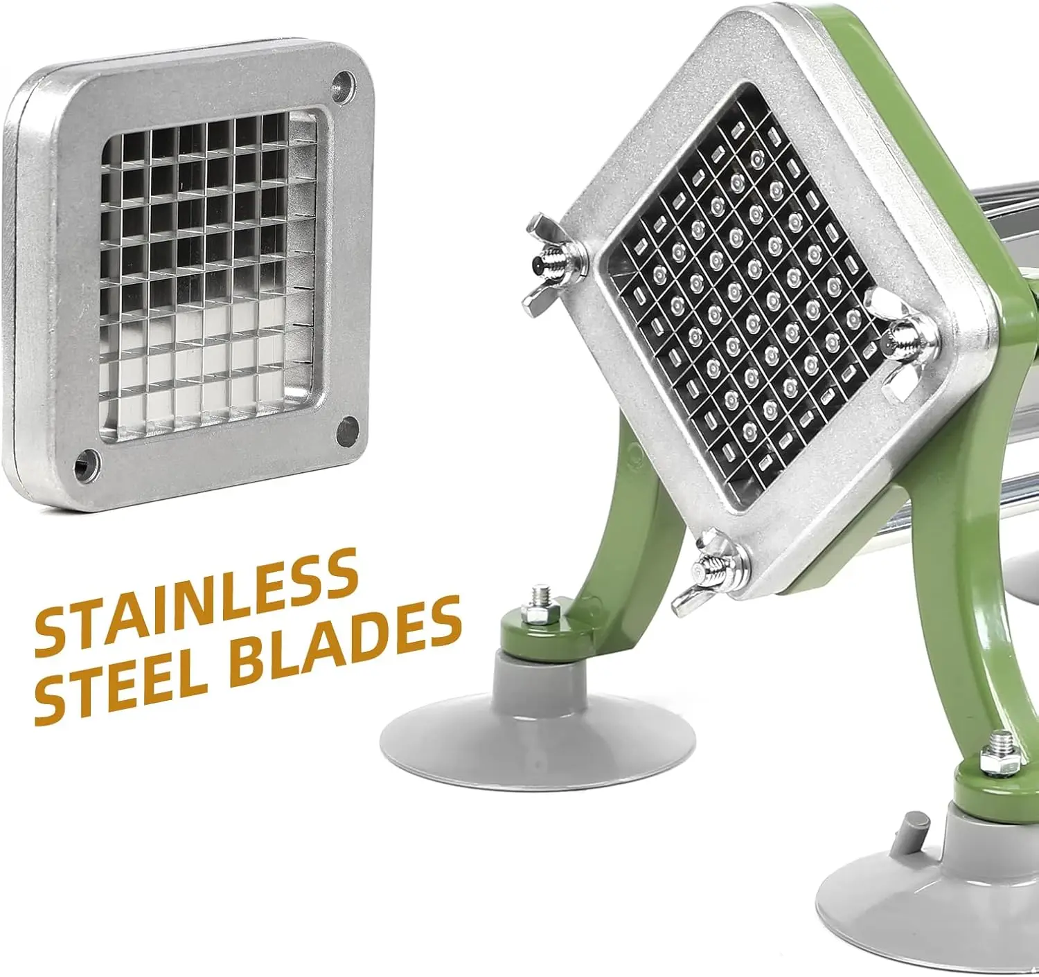 French Fry Cutter Commercial Potato Slicer with Suction Feet Complete Set, Includes 1/4", 3/8",1/2"