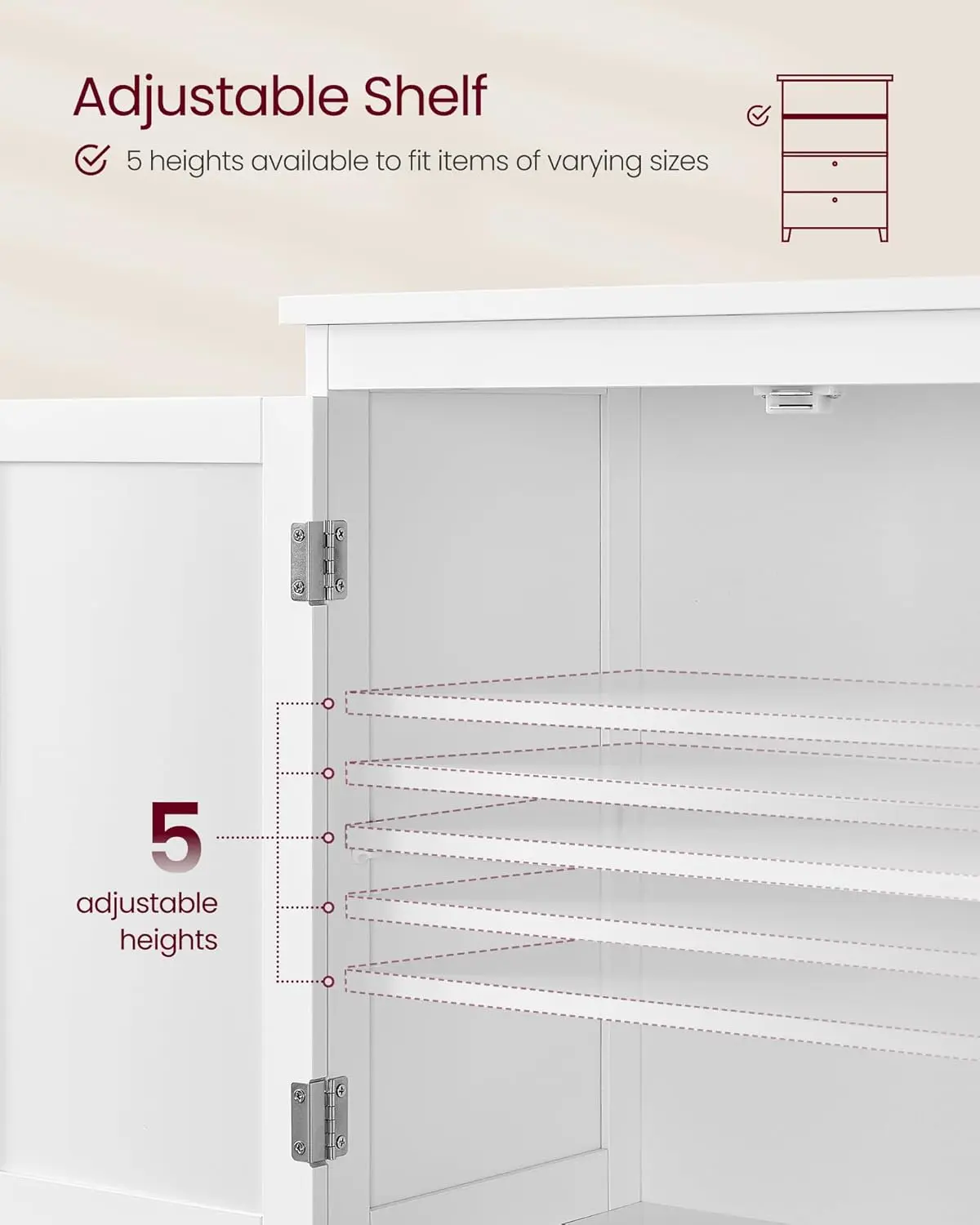 Bathroom Floor Storage Cabinet, Bathroom Storage Unit, Freestanding Cabinet with 2 Drawers and 2 Doors, Adjustable Shelf
