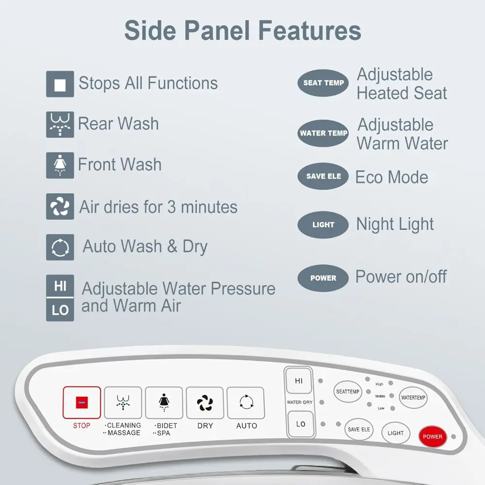 ZMA102D Bidet Toilet Seat, Round Smart Unlimited Warm Water, Vortex Wash, Electronic Heated, Warm Air Dryer, Rear and Front Was