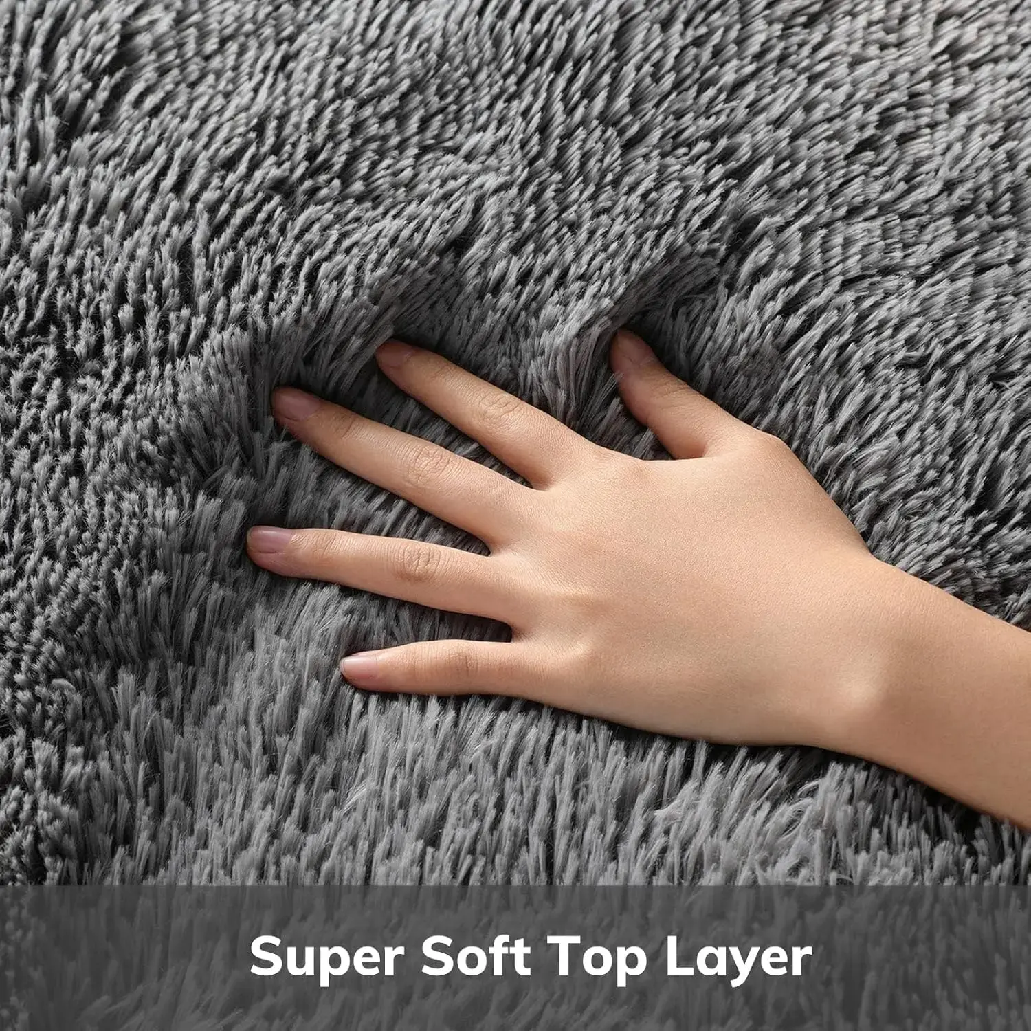 Rugs for Living Room, Grey Fluffy Shag Large Fuzzy Plush Soft Thick Carpet, Floor Indoor Non Slip 6x9 Area Rugs for Bedroom
