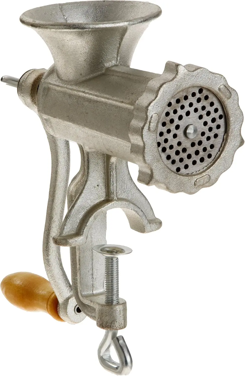 Meat Grinder w Tabletop Clamp & 2 Cutting Disks, Cast Iron Heavy DutySausageMaker & Manual Meat Mincer- Homemade Burger Patties,