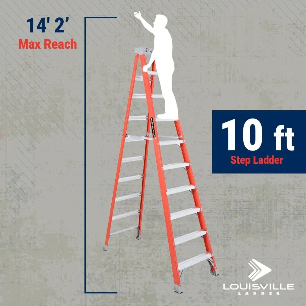 10-Foot Fiberglass Step Ladder, 300-Pound Load Capacity, Type IA, FS1510