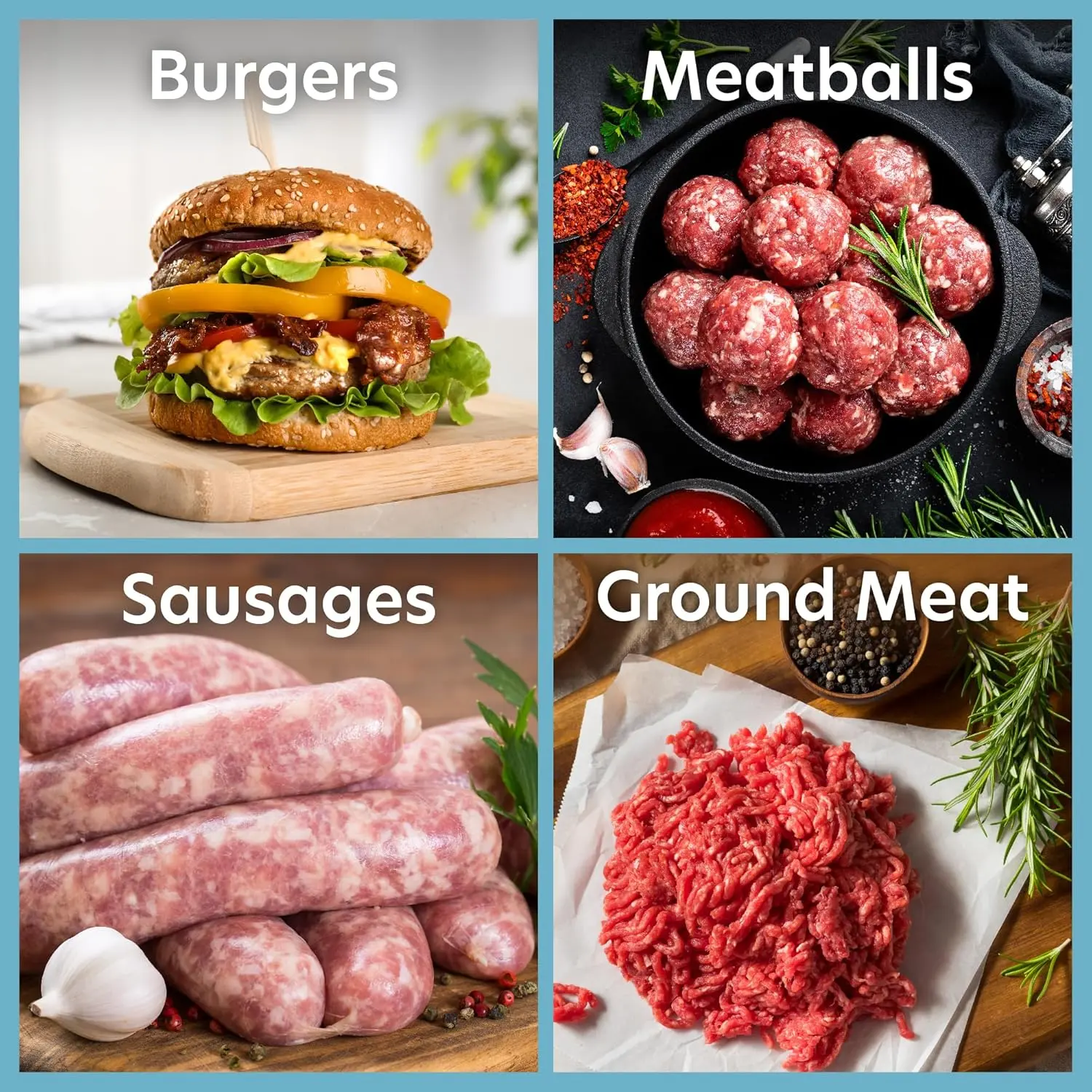 Meat Grinder w Tabletop Clamp & 2 Cutting Disks, Cast Iron Heavy DutySausageMaker & Manual Meat Mincer- Homemade Burger Patties,