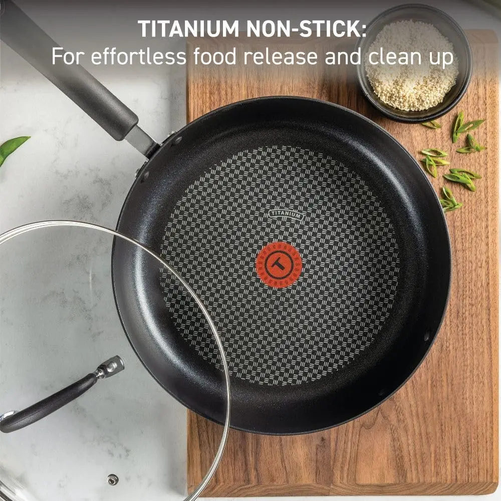 Ultimate Hard Anodized Nonstick Cookware Set 14 Piece, Oven Broiler Safe 400F, Lid Safe 350F Dishwasher Safe, Black