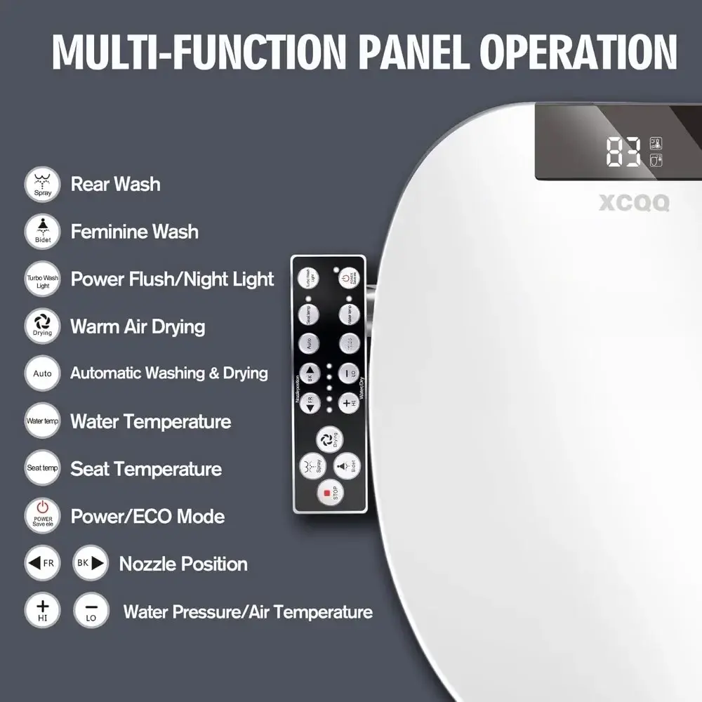 Bidet Toilet Seat Elongated, Unlimited Warm Water, Heated Toilet Seat, Warm Air Dryer, Rear and Feminine Washing, Soft Closed To