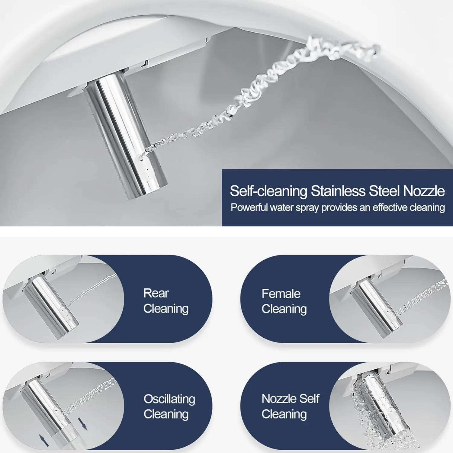 A201S Bidet Toilet Seat, Electric Smart Heated Seat with Slow Closes, Vortex Wash, Warm Dryer, Rear and Front Wash, Warm Water,