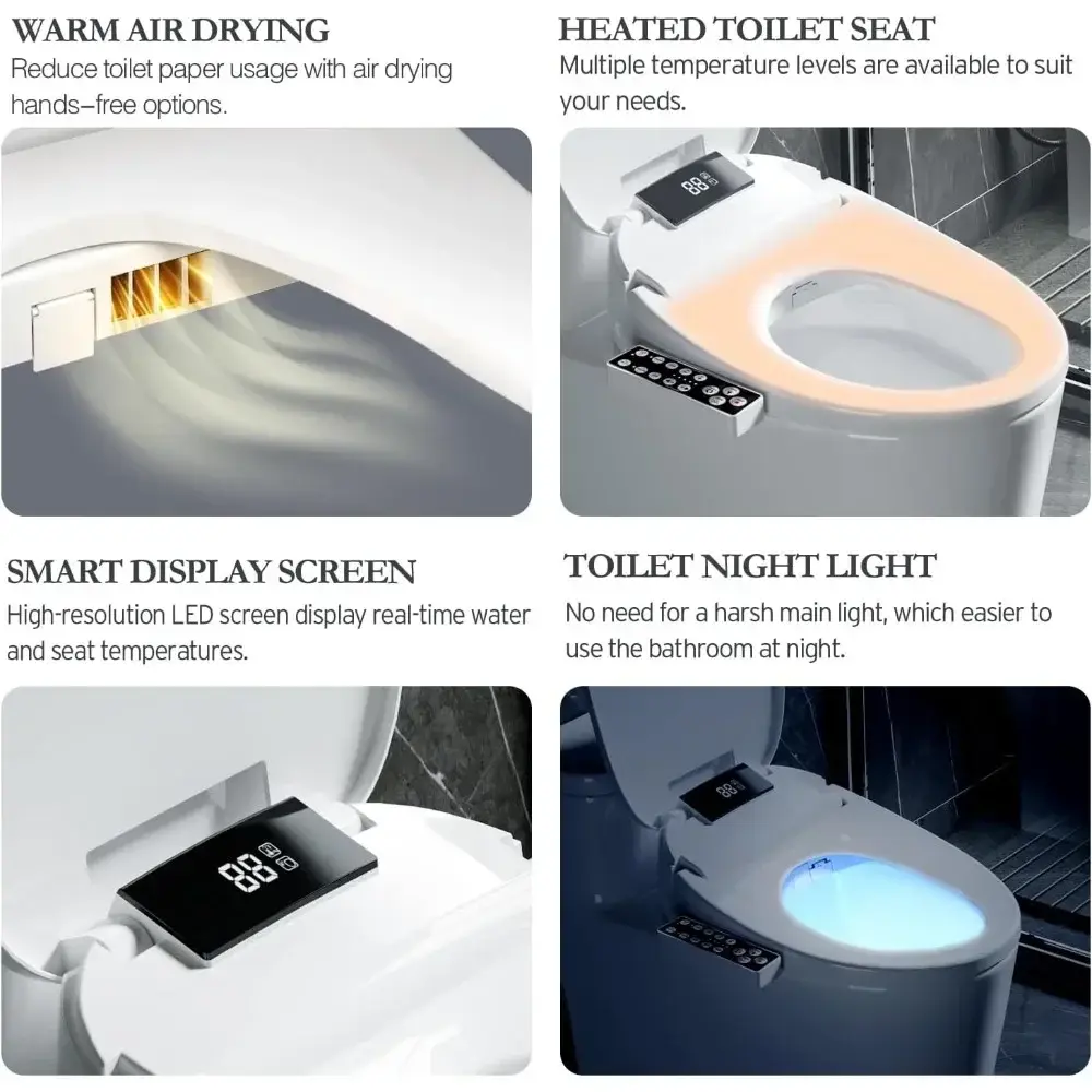 Bidet Toilet Seat Elongated, Unlimited Warm Water, Heated Toilet Seat, Warm Air Dryer, Rear and Feminine Washing, Soft Closed To