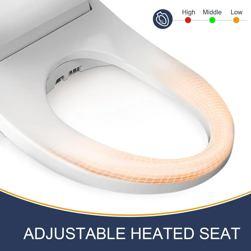 A201S Bidet Toilet Seat, Electric Smart Heated Seat with Slow Closes, Vortex Wash, Warm Dryer, Rear and Front Wash, Warm Water,