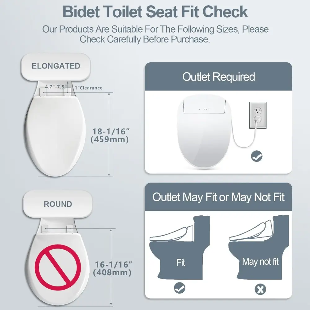 A201S Bidet Toilet Seat, Electric Smart Heated Seat with Slow Closes, Vortex Wash, Warm Dryer, Rear and Front Wash, Warm Water,