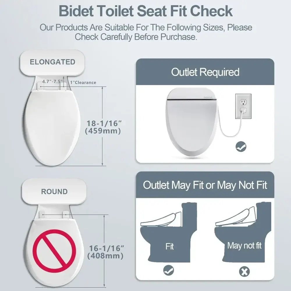 Bidet Toilet Seat, Electric Smart Heated Seat with Slow Closes, Vortex Wash, Warm Dryer, Rear and Front Wash, Warm Water, Remot
