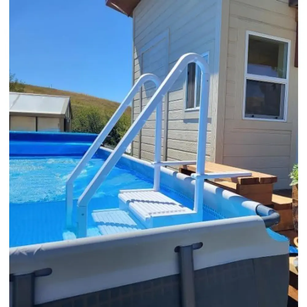 Premium Pool Step Ladder for Above Ground Pools - Deck Mounted Ladder w/Double Handrails - for 48’’ to 54’’ in. Above Ground Po