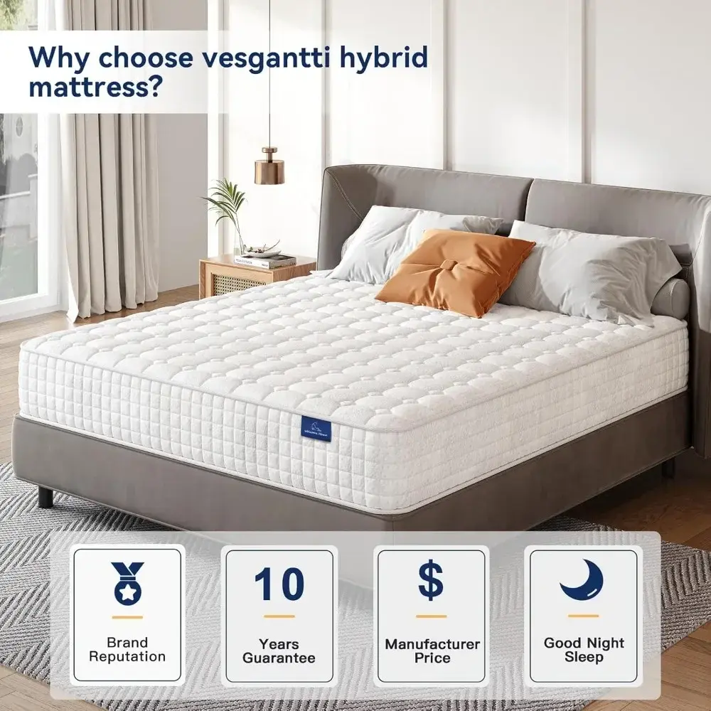 8 Inch Multilayer Hybrid Twin Mattress - Multiple Sizes & Styles Available, Ergonomic Design with Memory Foam and Pocket Spring