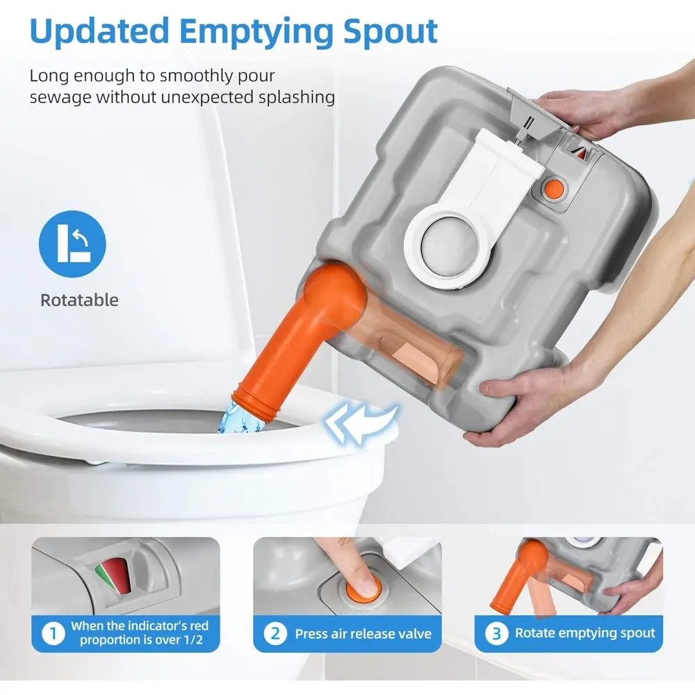 Portable Sink and Toilet, 17 L Hand Washing Station & 5.3 Gallon Flush Potty,for Outdoor,Camping, RV, Boat, Camper, Travel,Grey