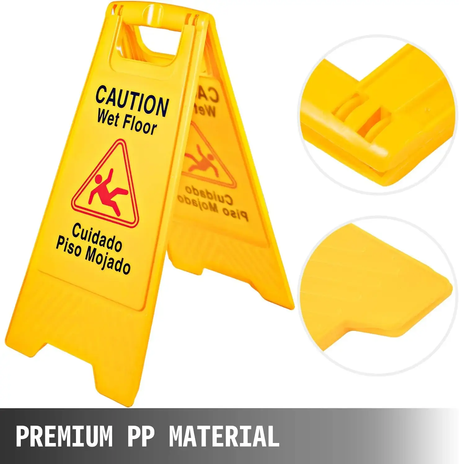 12 Pack Caution Wet Floor Sign 25-Inch Yellow Wet Floor Sign Double Sided Wet Floor Cones Fold-Out Bilingual Plastic Board