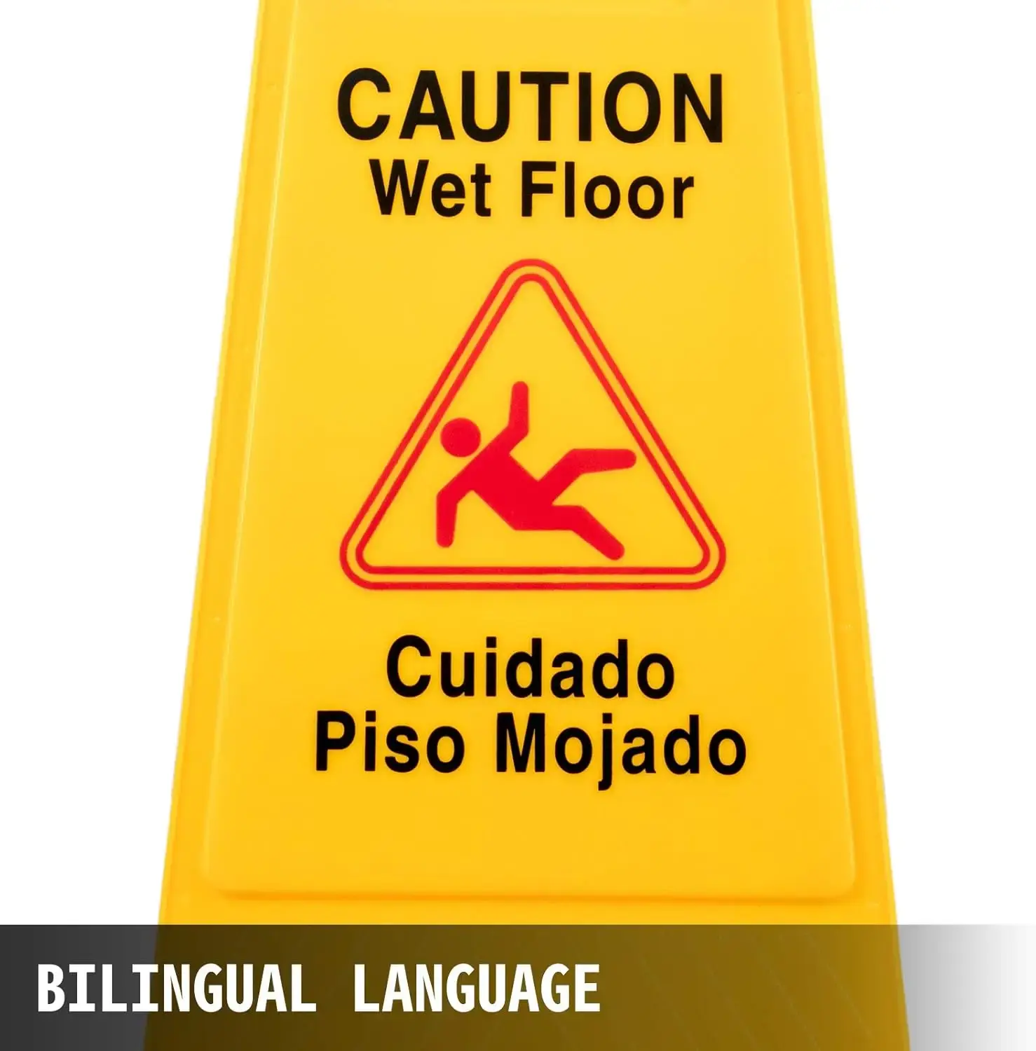 12 Pack Caution Wet Floor Sign 25-Inch Yellow Wet Floor Sign Double Sided Wet Floor Cones Fold-Out Bilingual Plastic Board