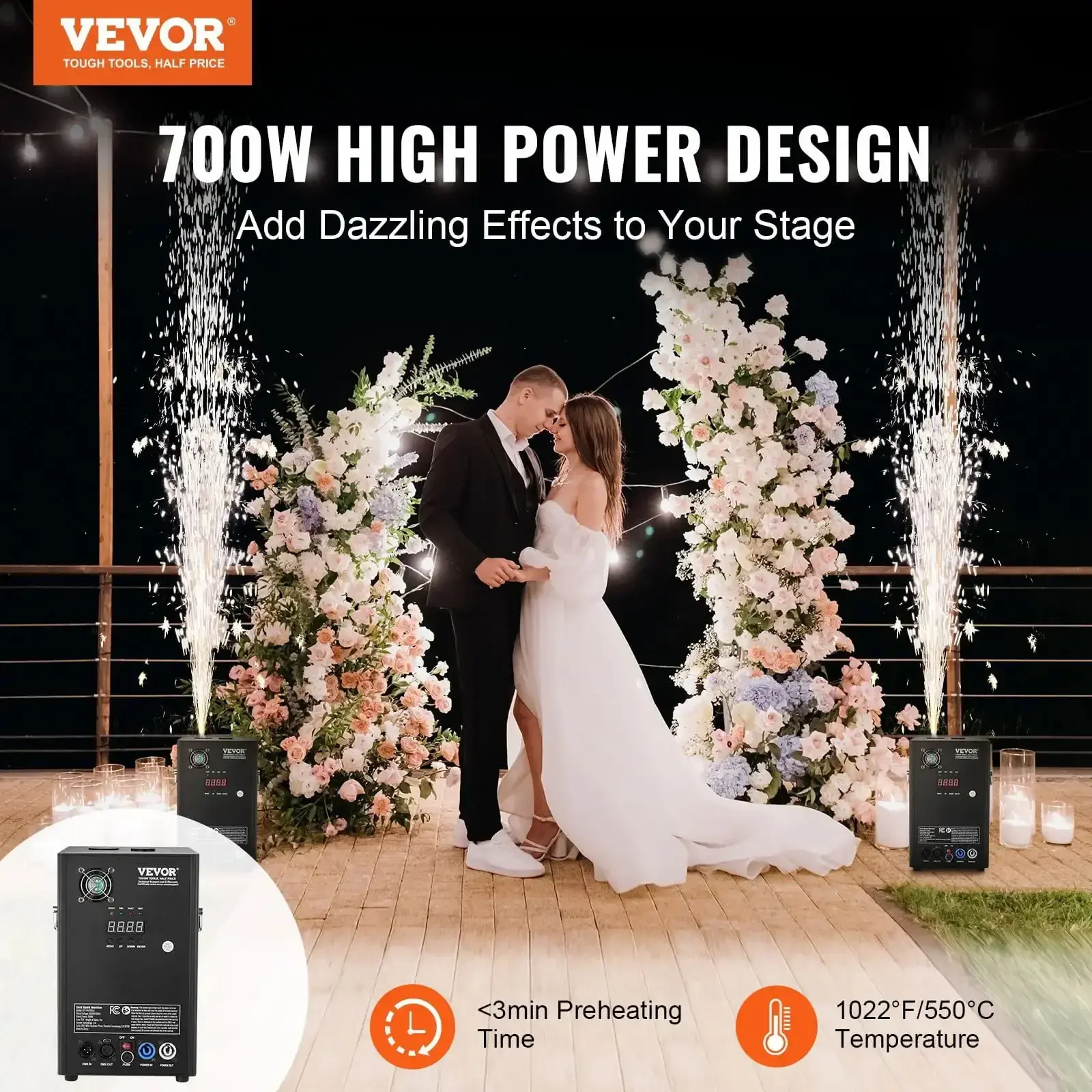 Cold Spark Firework Machine 700W 6.6-16.4ft Stage DJ Wedding Event Party