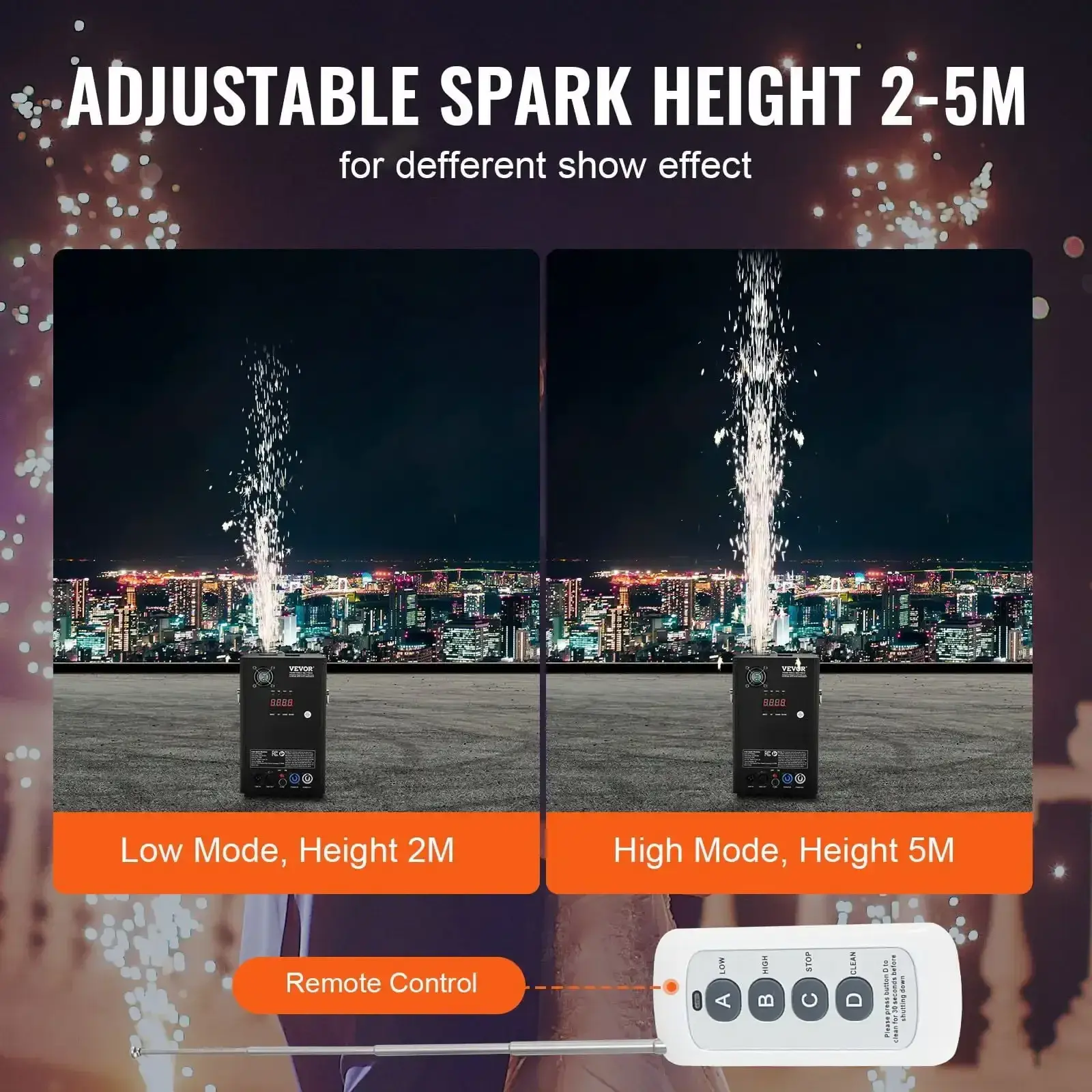 Cold Spark Firework Machine 700W 6.6-16.4ft Stage DJ Wedding Event Party