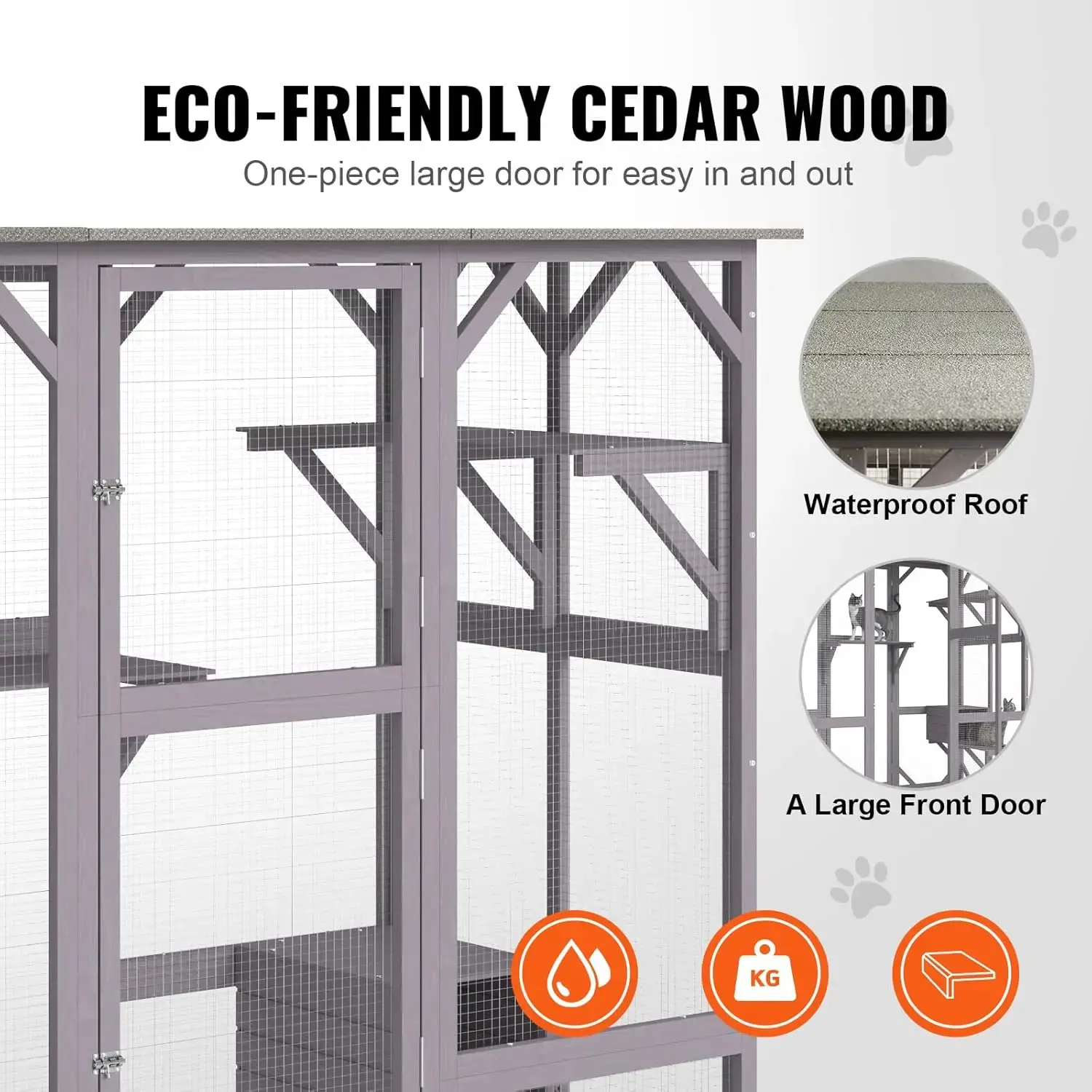 Cat Cage Condo Catio Outdoor/Indoor Cat Enclosure, Wooden Cat House with 5 Platforms